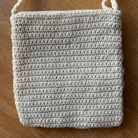 Vintage Square Beaded Woven Crossbody Bag, Cream - Picture 7 of 11